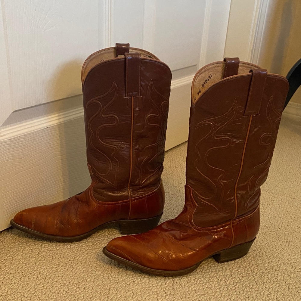Men's 2 tone Los Altos Leather Cowboy Boots 8 1/2